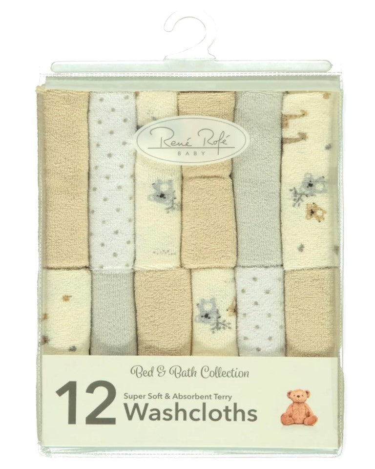 Rene Rofe Baby 12-Pack Elephant Terry Washcloths